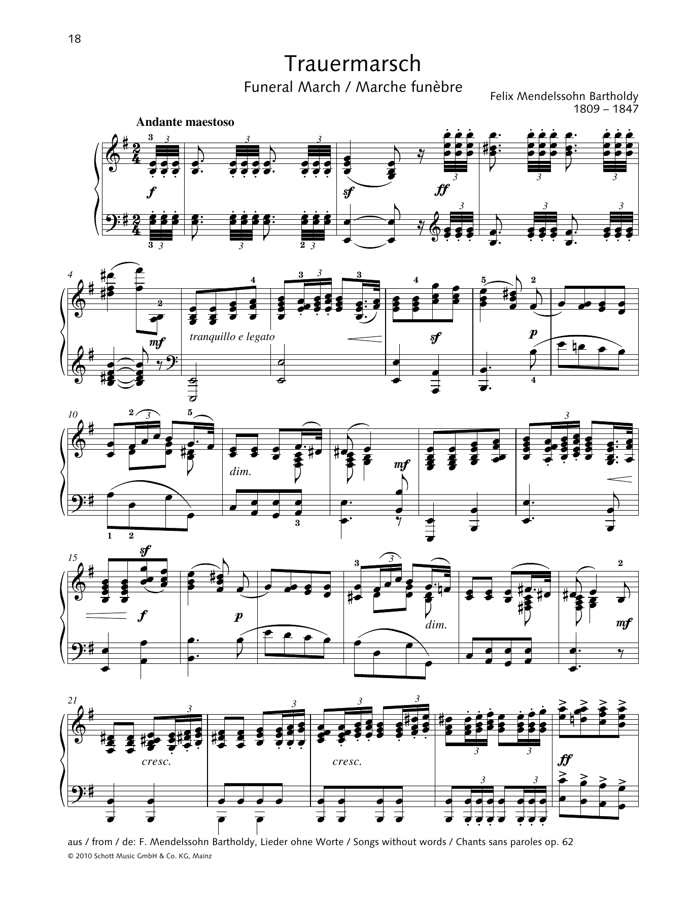 Download Felix Mendelssohn Bartholdy Funeral March Sheet Music