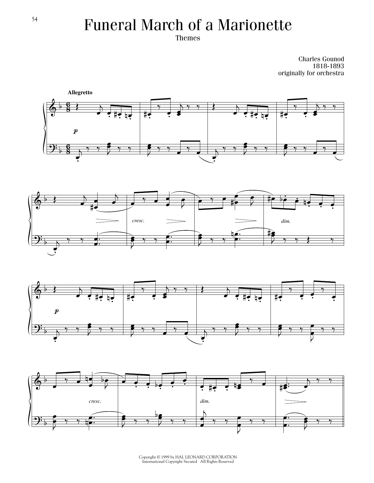 Charles Gounod Funeral March Of A Marionette sheet music notes printable PDF score