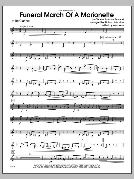 Download Richard Johnston Funeral March Of A Marionette - 1st Bb Sheet Music