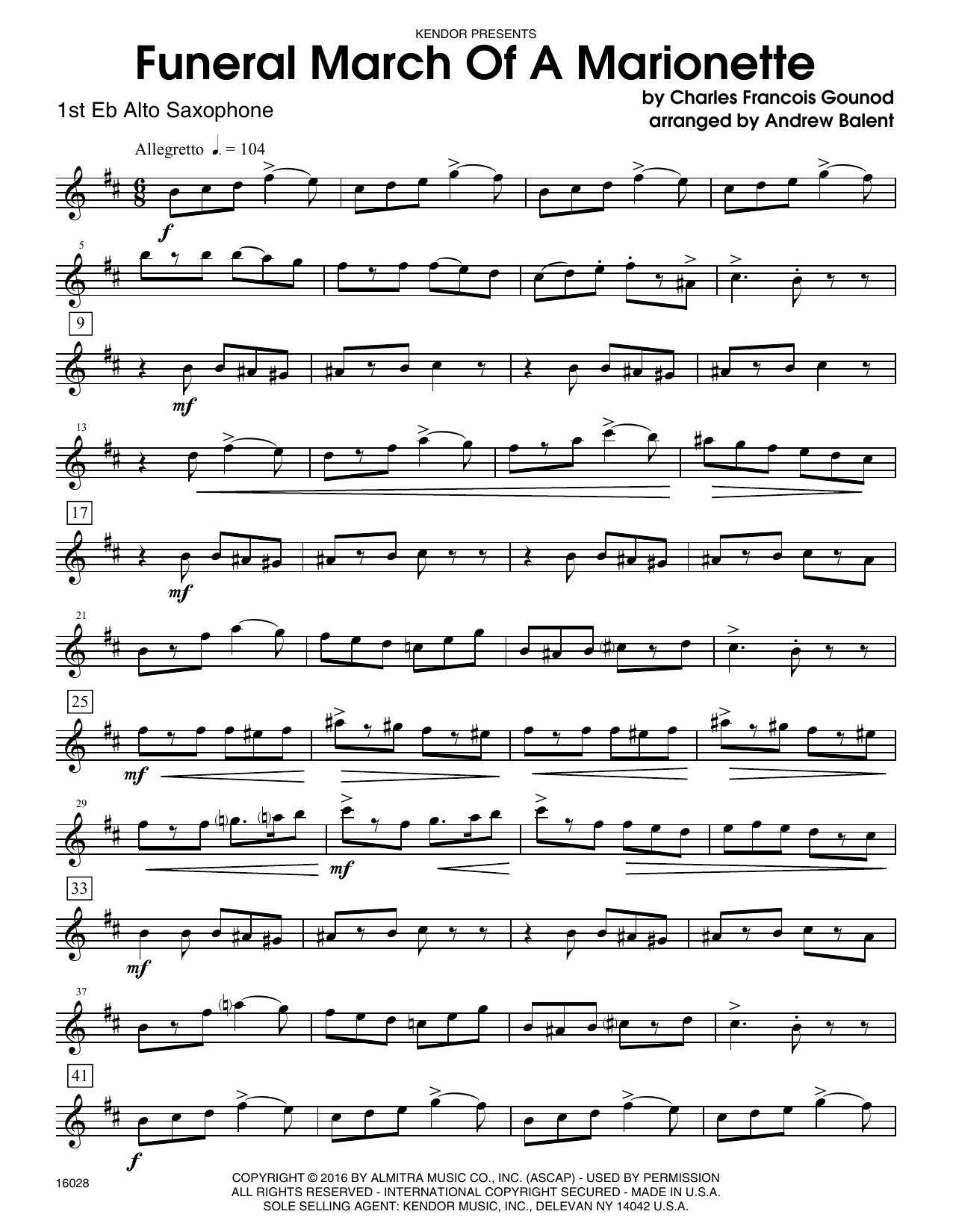 Download Balent Funeral March Of A Marionette - 1st Eb Sheet Music