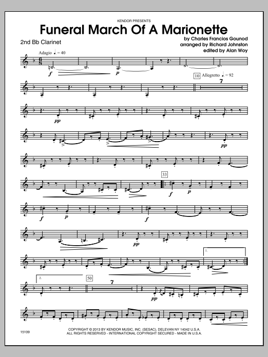 Download Richard Johnston Funeral March Of A Marionette - 2nd Bb Sheet Music