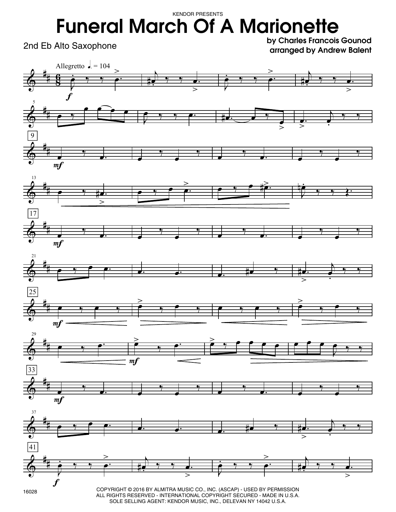Download Balent Funeral March Of A Marionette - 2nd Eb Sheet Music