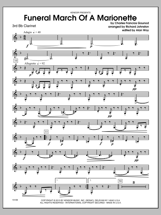Download Richard Johnston Funeral March Of A Marionette - 3rd Bb Sheet Music