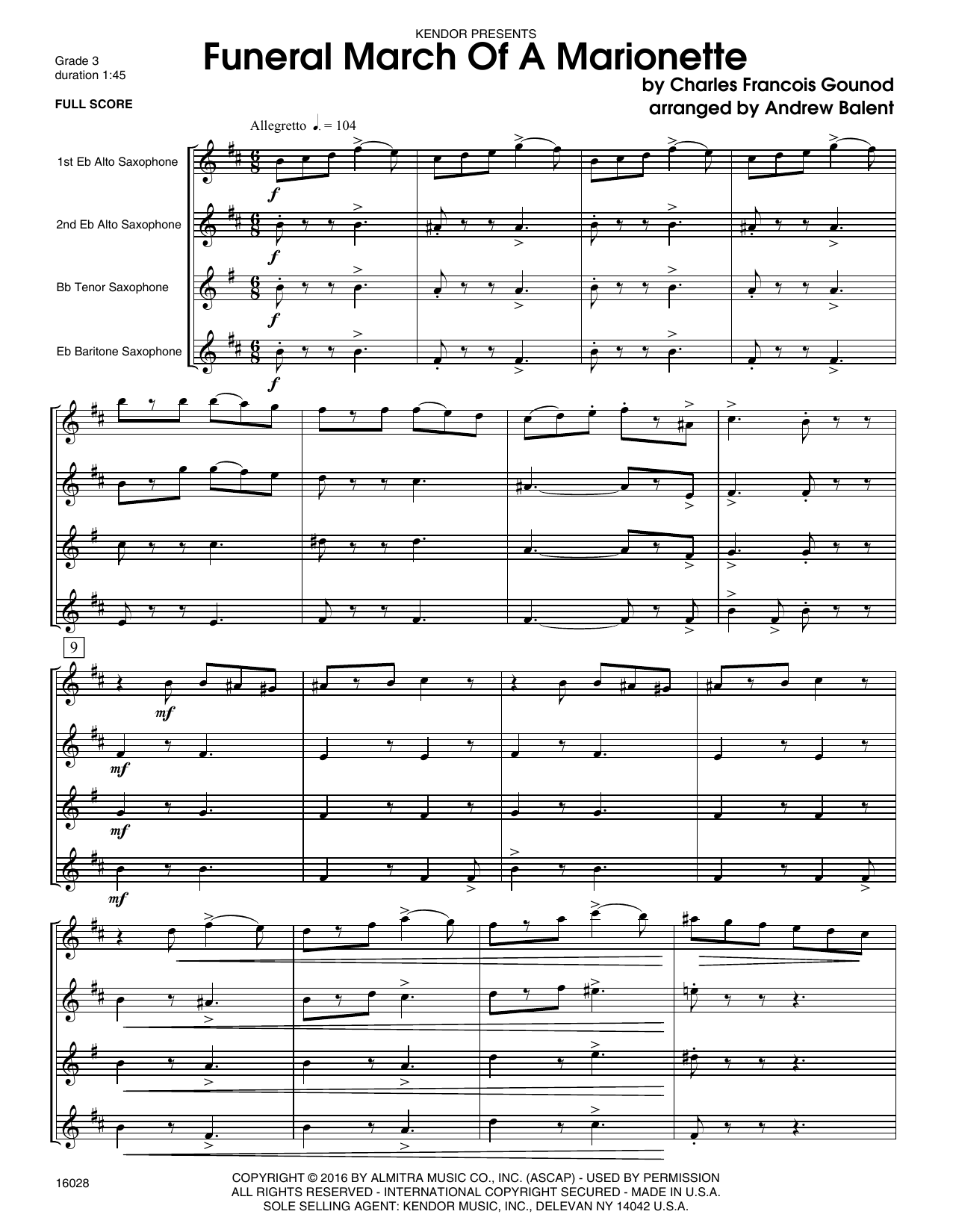 Download Balent Funeral March Of A Marionette - Full Sc Sheet Music