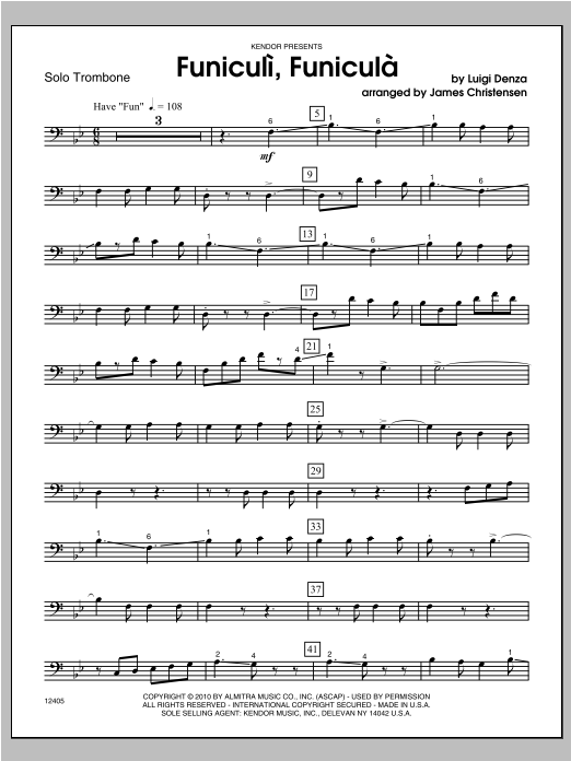 Download Christensen Funiculi, funiculá - Trombone Sheet Music