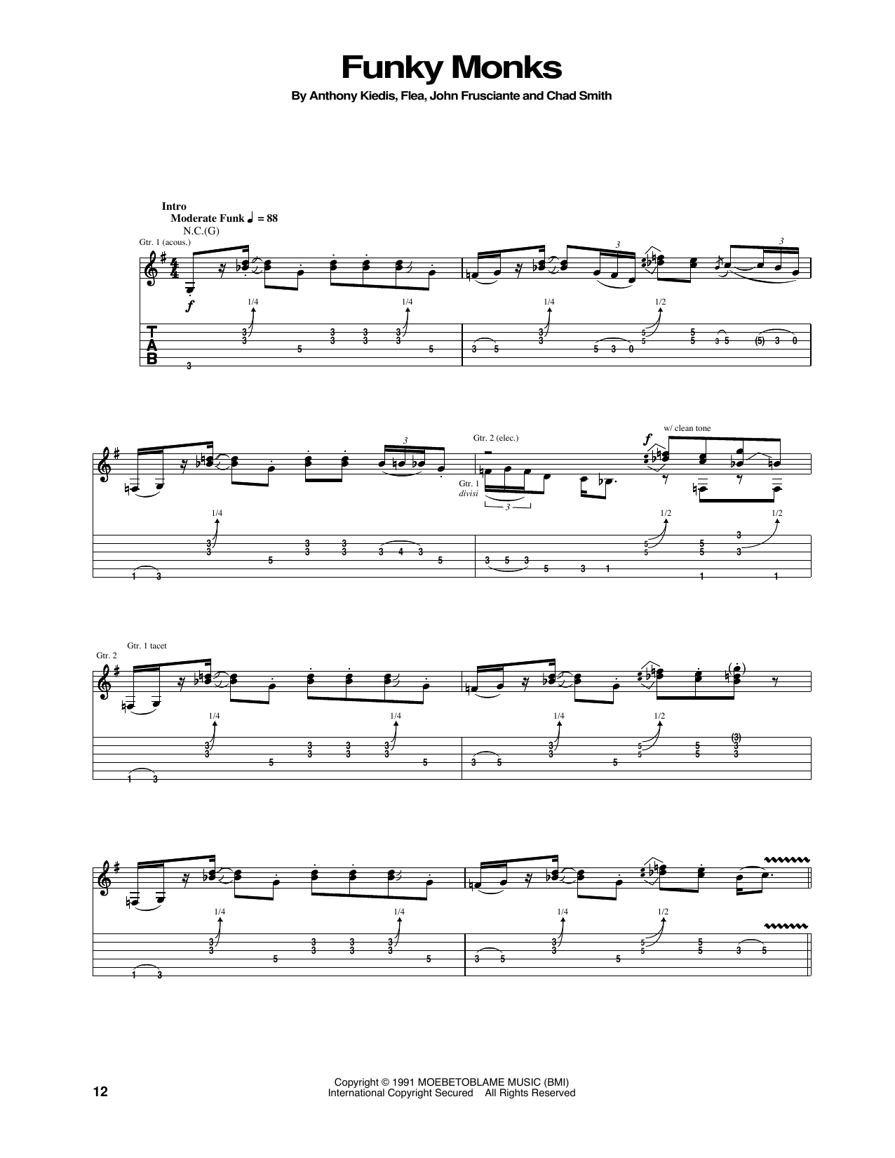 Download Red Hot Chili Peppers Funky Monks Sheet Music