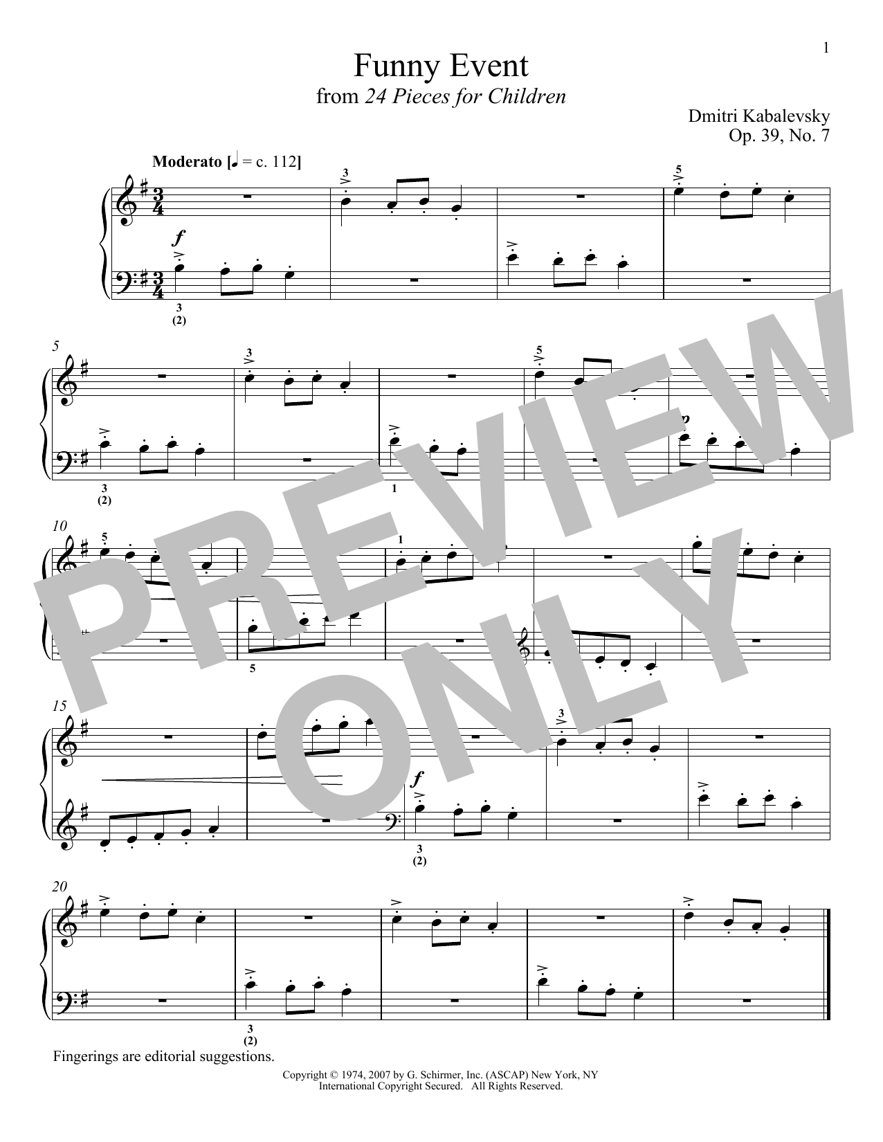 Download Dmitri Kabalevsky Funny Event, Op. 39, No. 7 Sheet Music