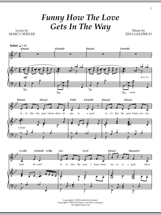 Download Goldrich & Heisler Funny How The Love Gets In The Way Sheet Music