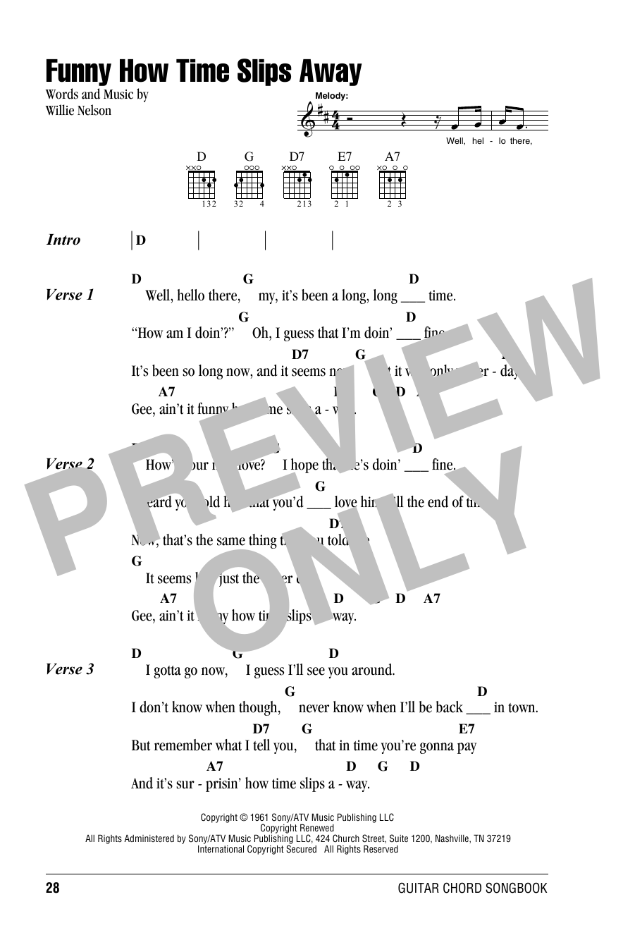 Download Willie Nelson Funny How Time Slips Away Sheet Music
