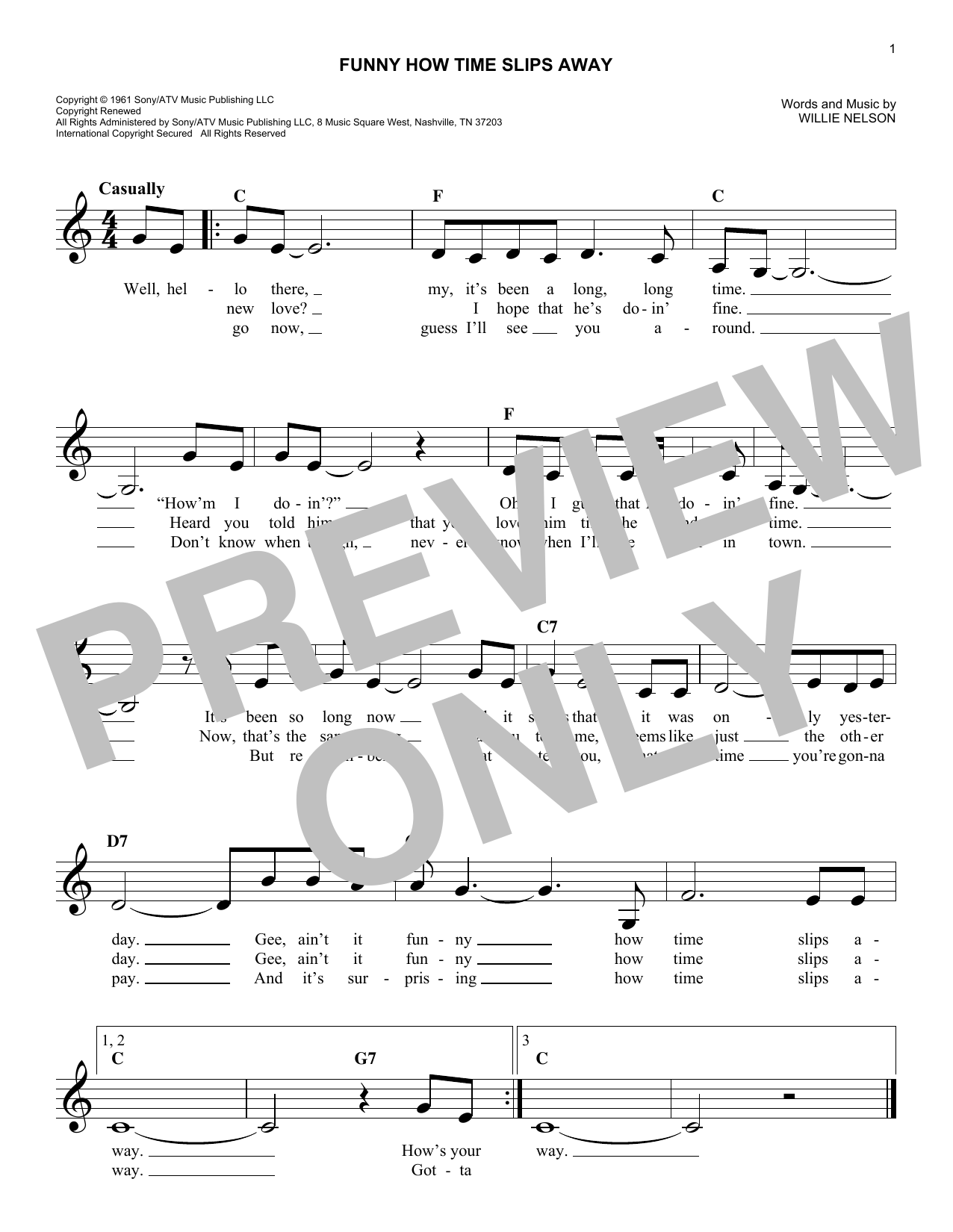 Download Willie Nelson Funny How Time Slips Away Sheet Music