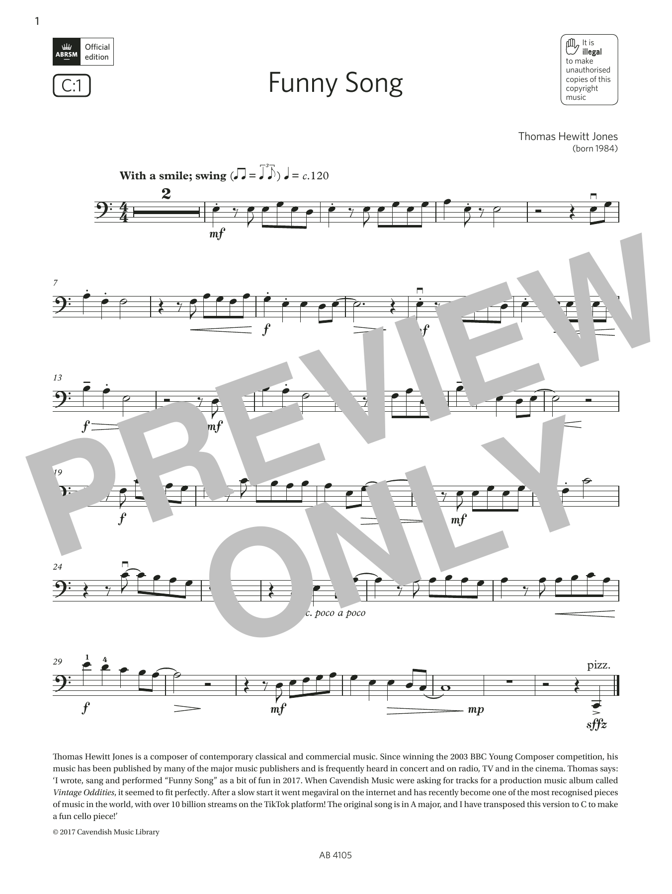 Download Thomas Hewitt Jones Funny Song (Grade 2, C1, from the ABRSM Sheet Music