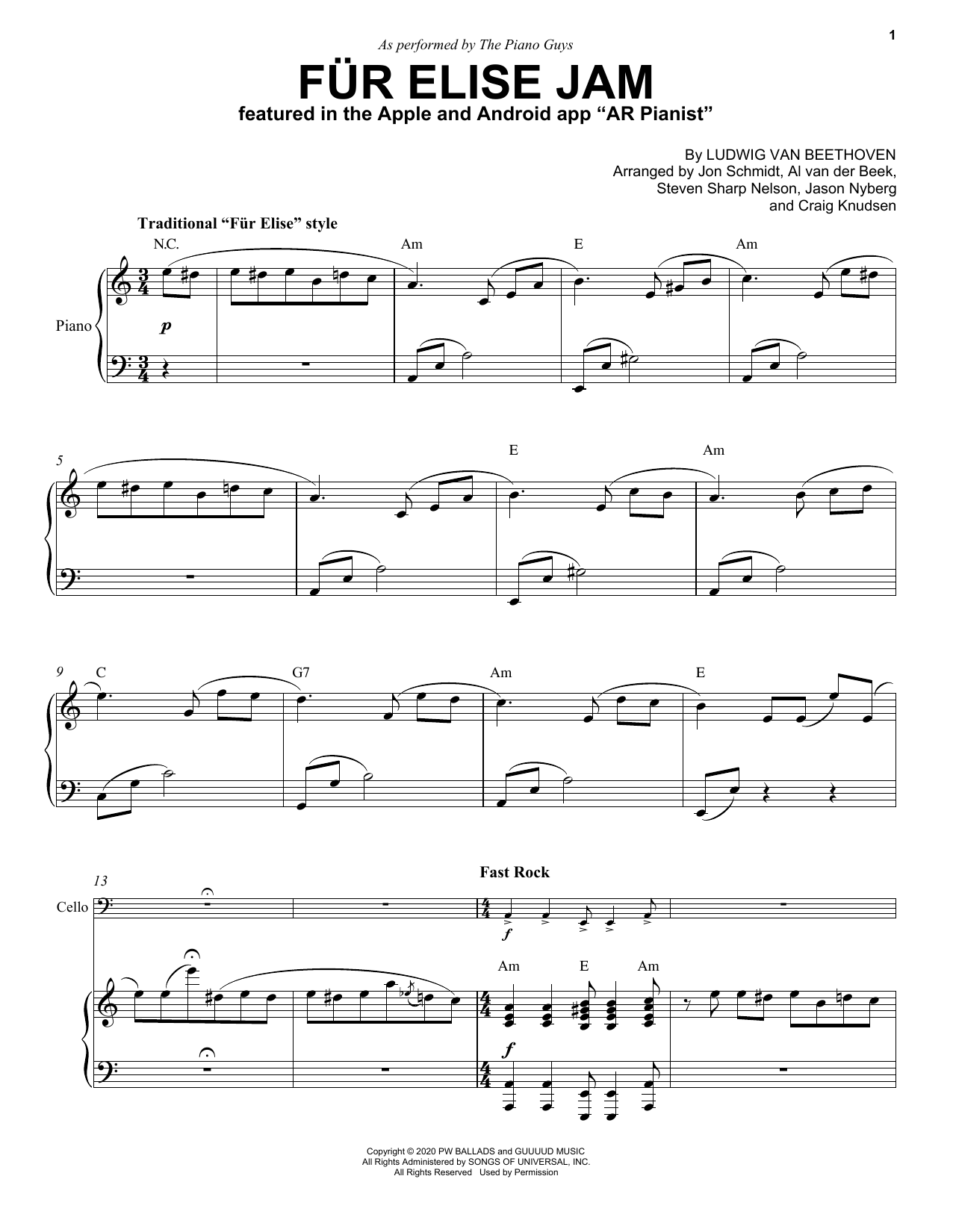 Download The Piano Guys Für Elise Jam Sheet Music