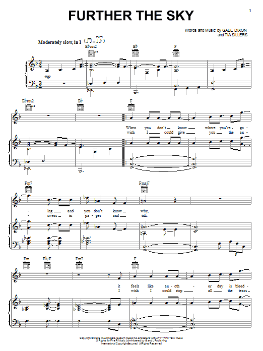 Download The Gabe Dixon Band Further The Sky Sheet Music