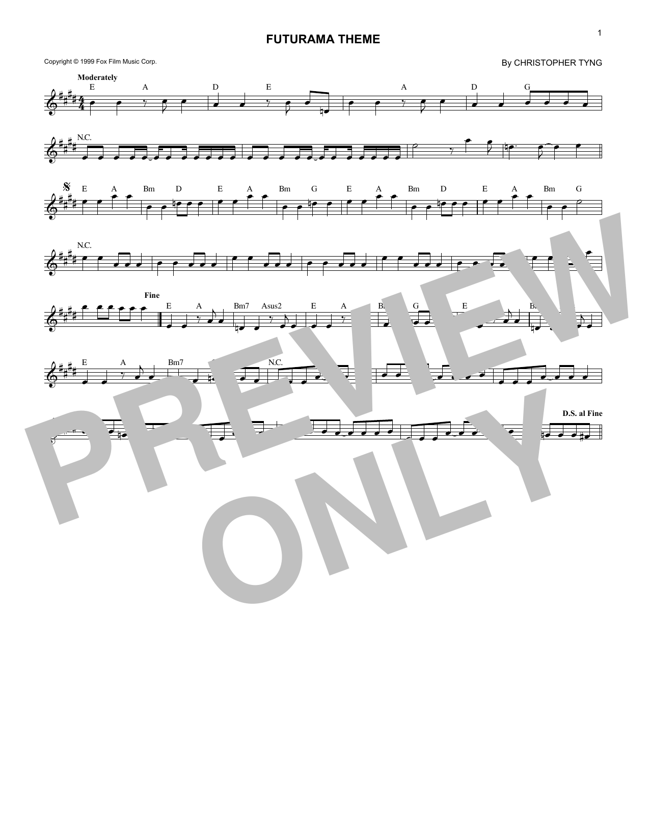 Download Christopher Tyng Futurama Theme Sheet Music