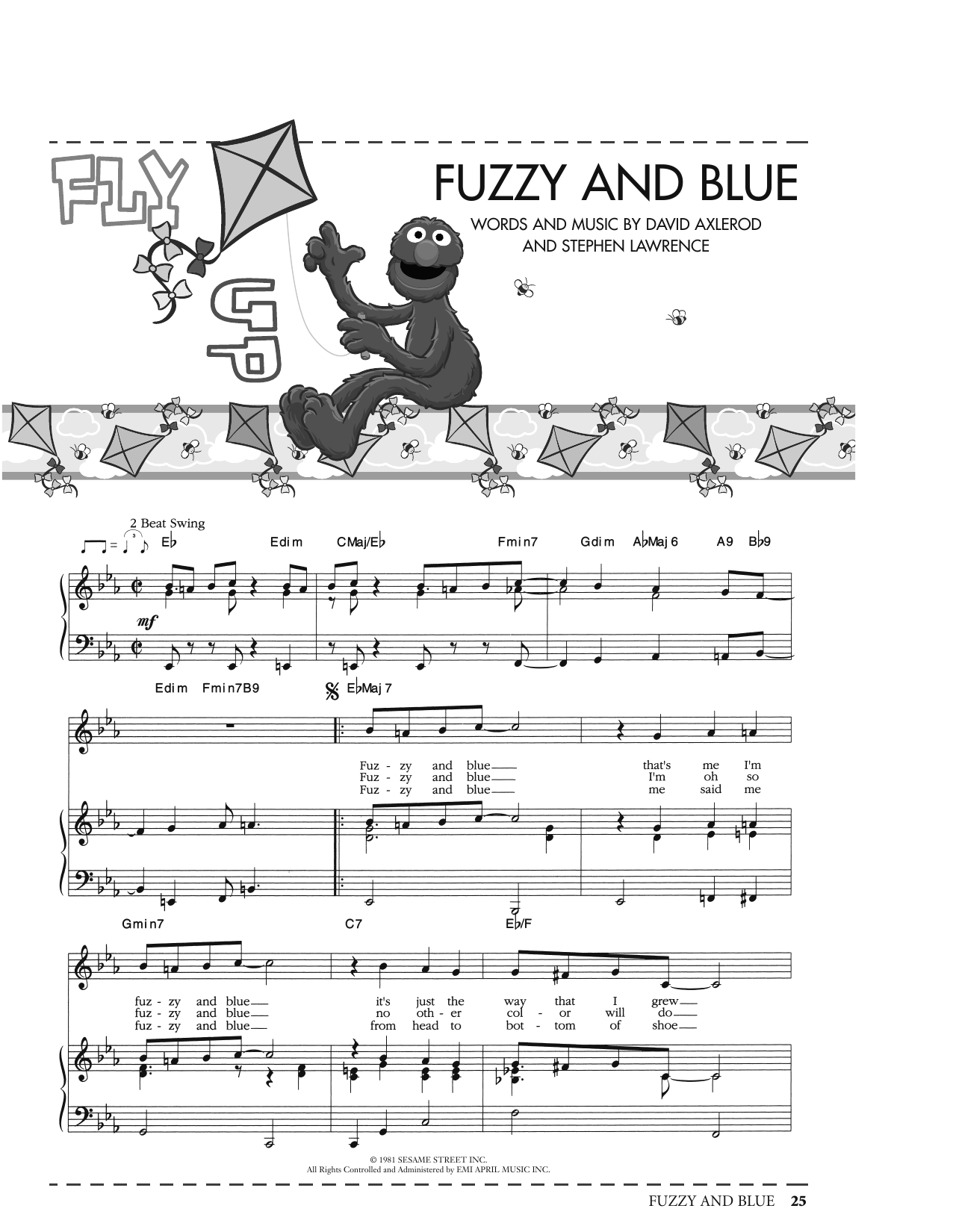 David Axlerod Fuzzy And Blue (from Sesame Street) sheet music notes printable PDF score