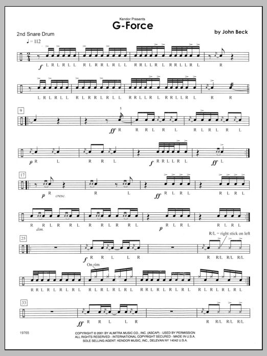Download Beck G-Force - 2nd snare drum Sheet Music