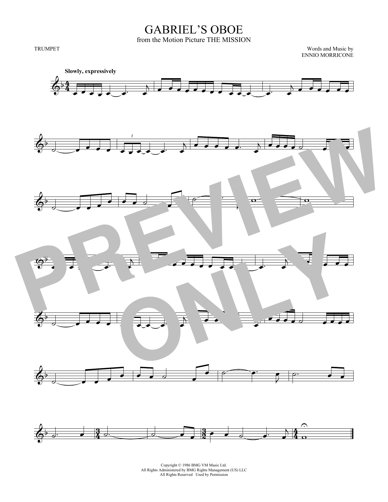 Download Ennio Morricone Gabriel's Oboe Sheet Music
