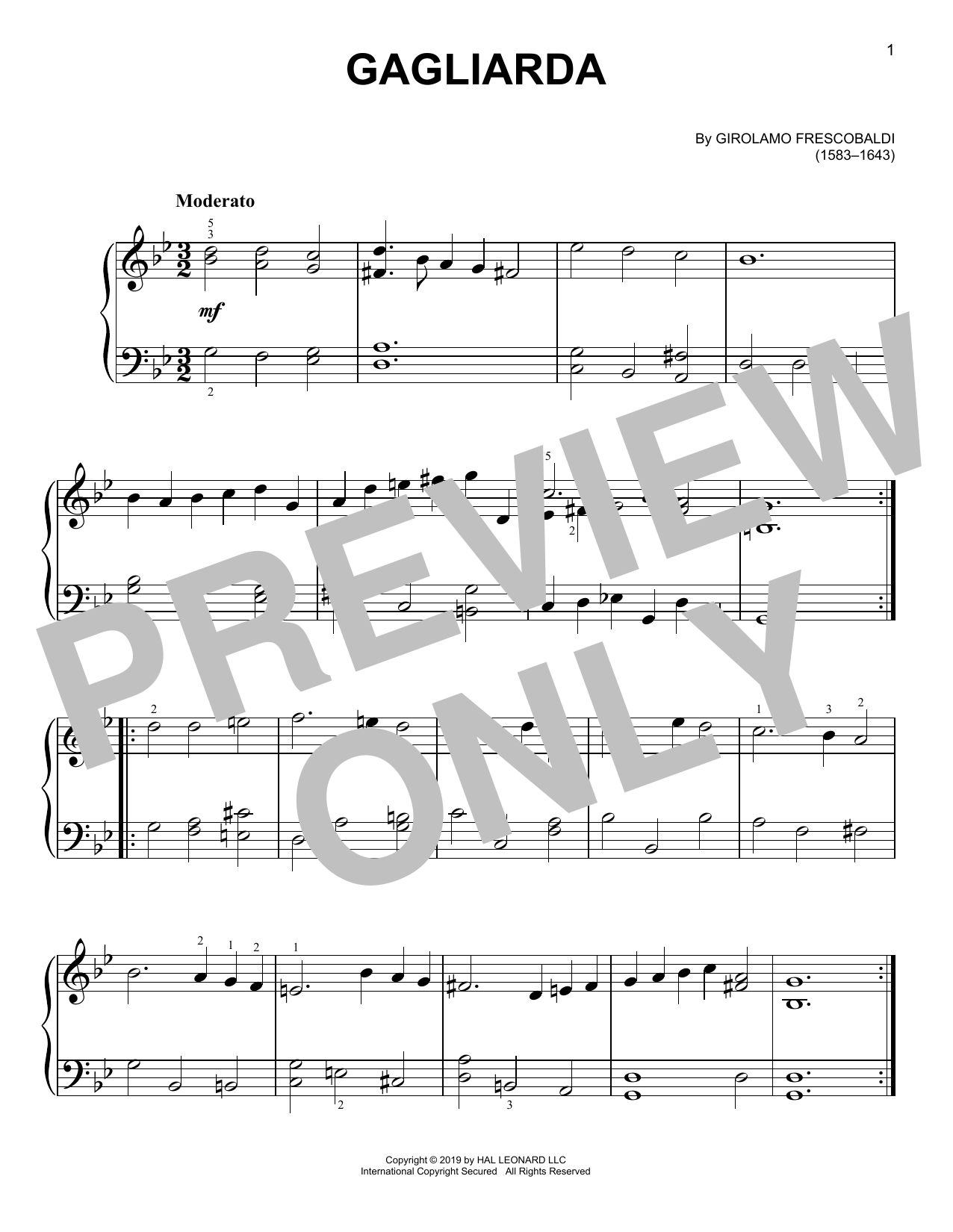 Download Girolamo Frescobaldi Gagliarda Sheet Music