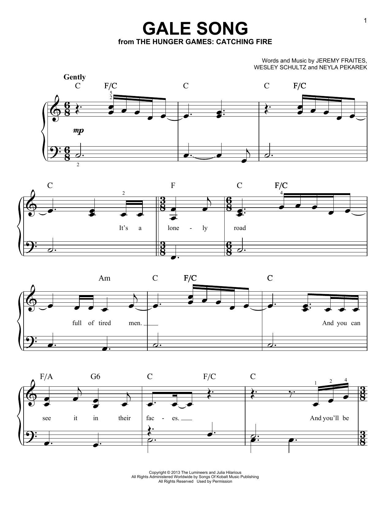 Download The Lumineers Gale Song Sheet Music