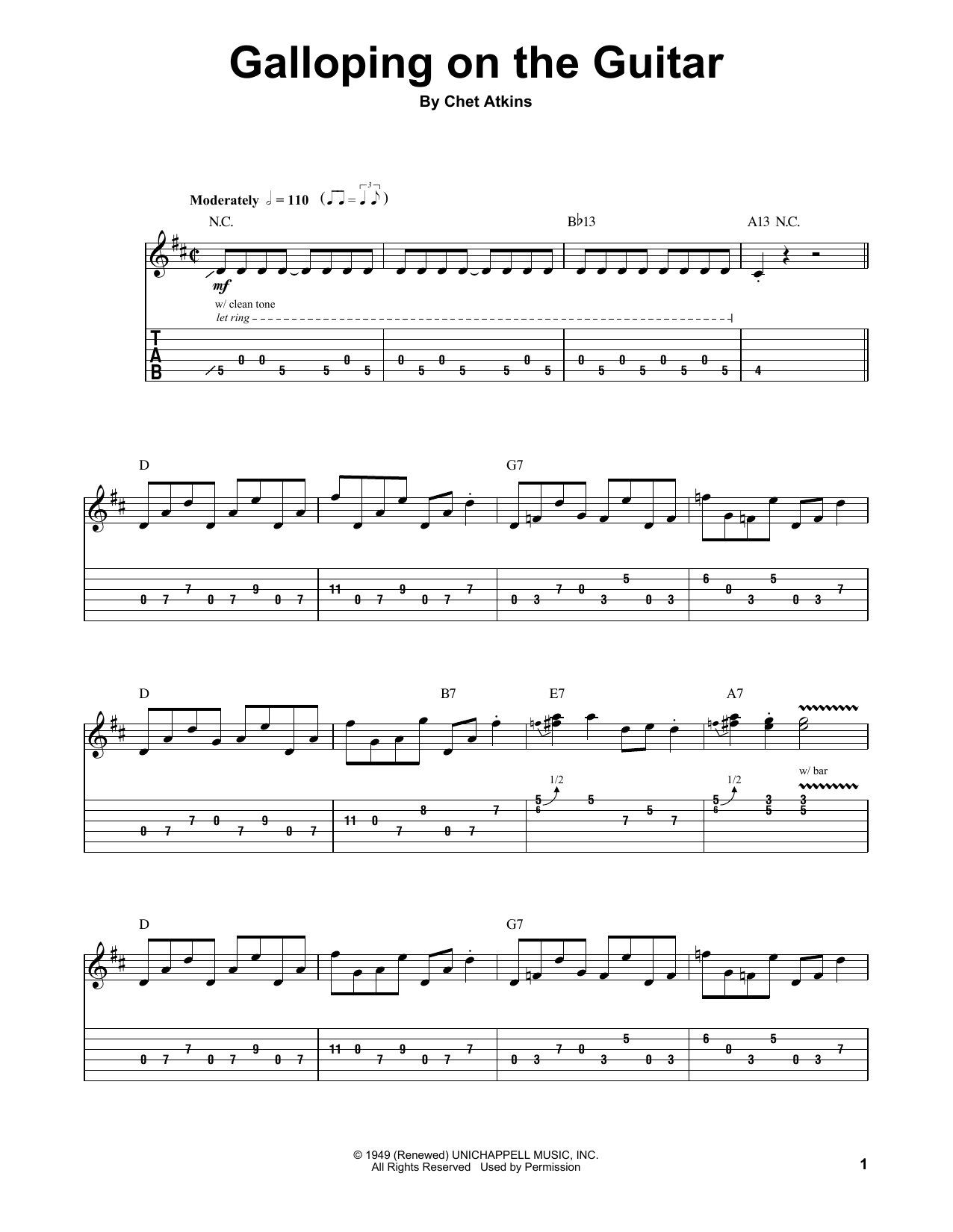 Download Chet Atkins Galloping On The Guitar Sheet Music