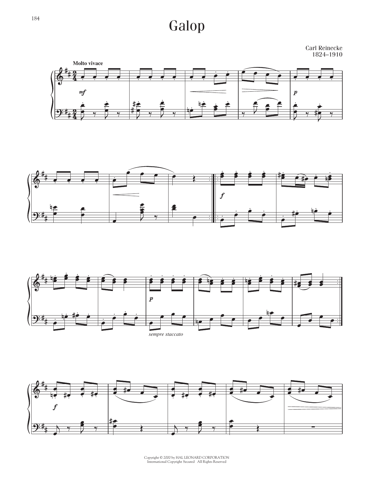 Carl Reinecke Galop sheet music notes printable PDF score