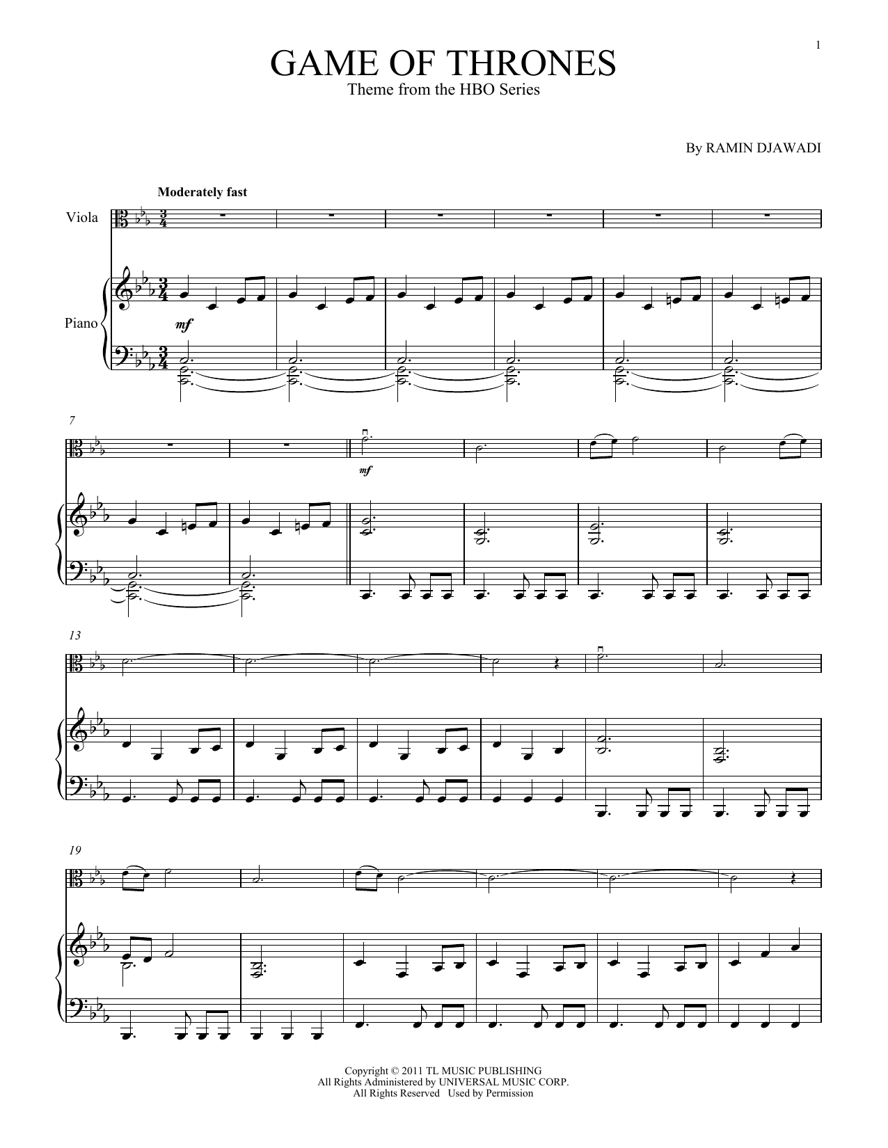 Ramin Djawadi Game Of Thrones sheet music notes printable PDF score