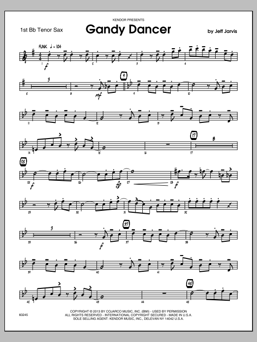 Download Jeff Jarvis Gandy Dancer - 1st Bb Tenor Saxophone Sheet Music
