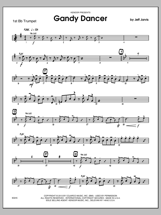 Download Jeff Jarvis Gandy Dancer - 1st Bb Trumpet Sheet Music