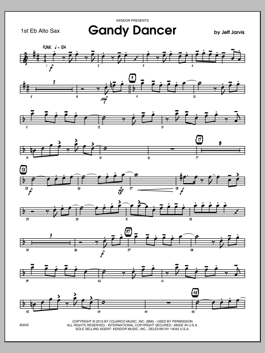 Download Jeff Jarvis Gandy Dancer - 1st Eb Alto Saxophone Sheet Music
