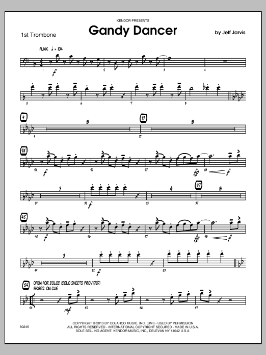 Download Jeff Jarvis Gandy Dancer - 1st Trombone Sheet Music