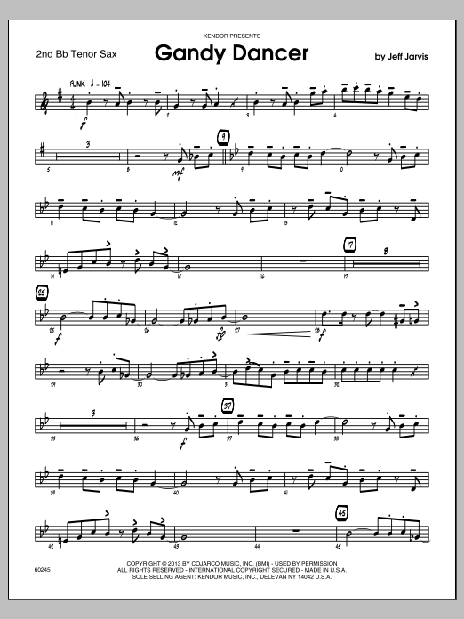 Download Jeff Jarvis Gandy Dancer - 2nd Bb Tenor Saxophone Sheet Music