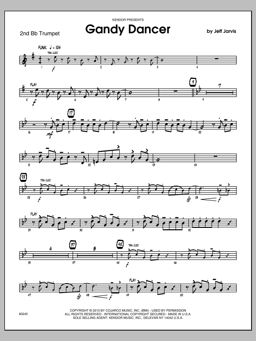 Download Jeff Jarvis Gandy Dancer - 2nd Bb Trumpet Sheet Music
