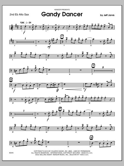 Download Jeff Jarvis Gandy Dancer - 2nd Eb Alto Saxophone Sheet Music