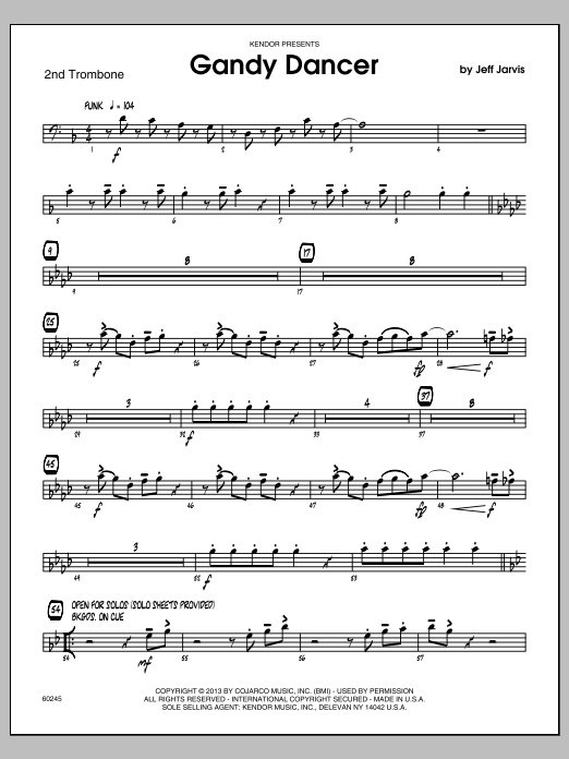 Download Jeff Jarvis Gandy Dancer - 2nd Trombone Sheet Music