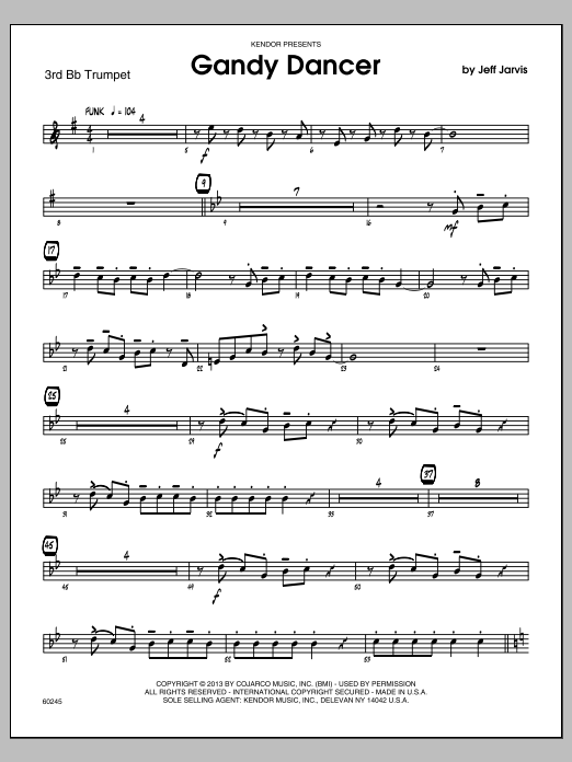 Download Jeff Jarvis Gandy Dancer - 3rd Bb Trumpet Sheet Music