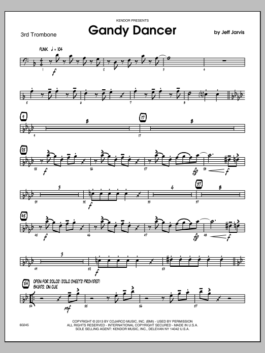 Download Jeff Jarvis Gandy Dancer - 3rd Trombone Sheet Music