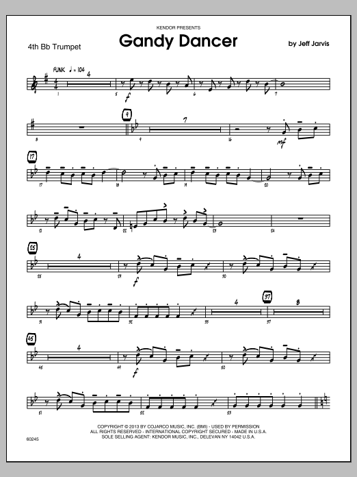 Download Jeff Jarvis Gandy Dancer - 4th Bb Trumpet Sheet Music