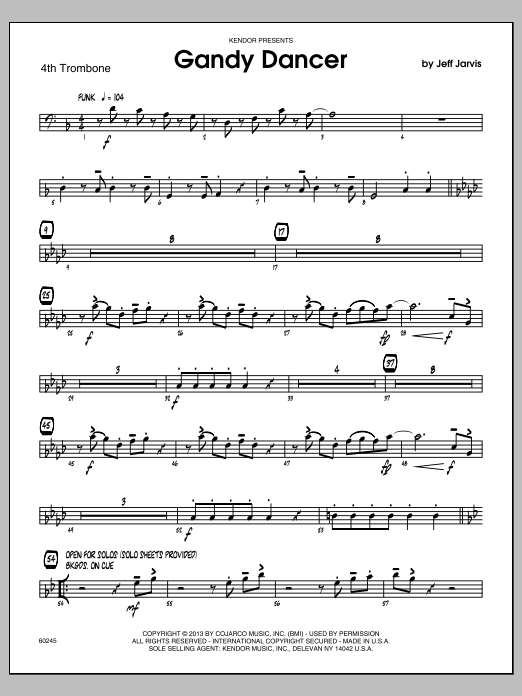 Download Jeff Jarvis Gandy Dancer - 4th Trombone Sheet Music