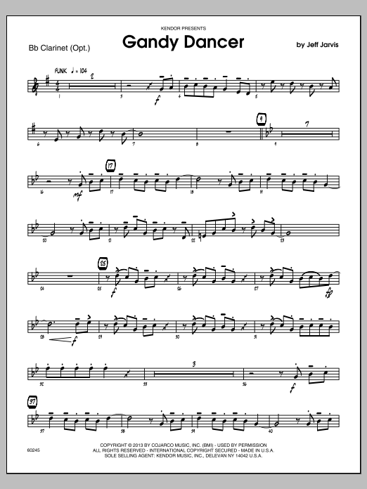 Download Jeff Jarvis Gandy Dancer - Bb Clarinet Sheet Music