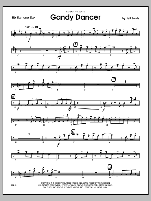 Download Jeff Jarvis Gandy Dancer - Eb Baritone Saxophone Sheet Music