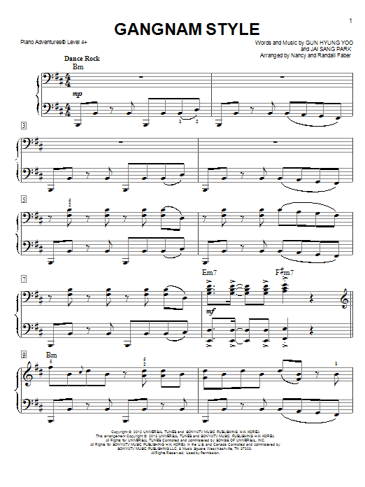 Download Nancy and Randall Faber Gangnam Style Sheet Music
