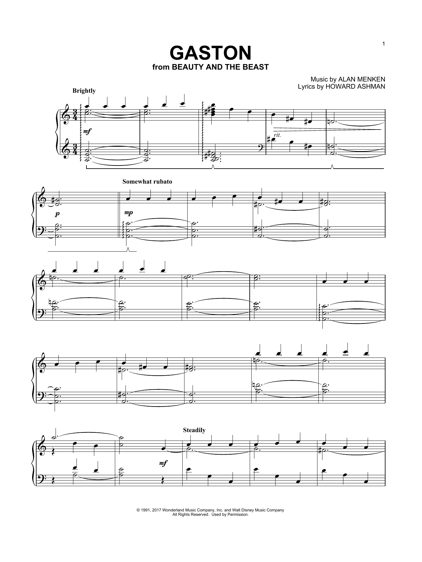 Download Beauty and the Beast Cast Gaston (from Beauty And The Beast) Sheet Music