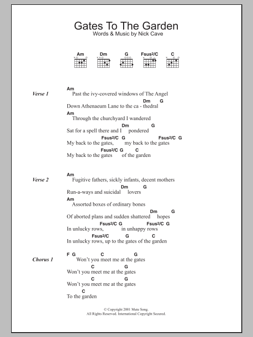 Download Nick Cave Gates To The Garden Sheet Music