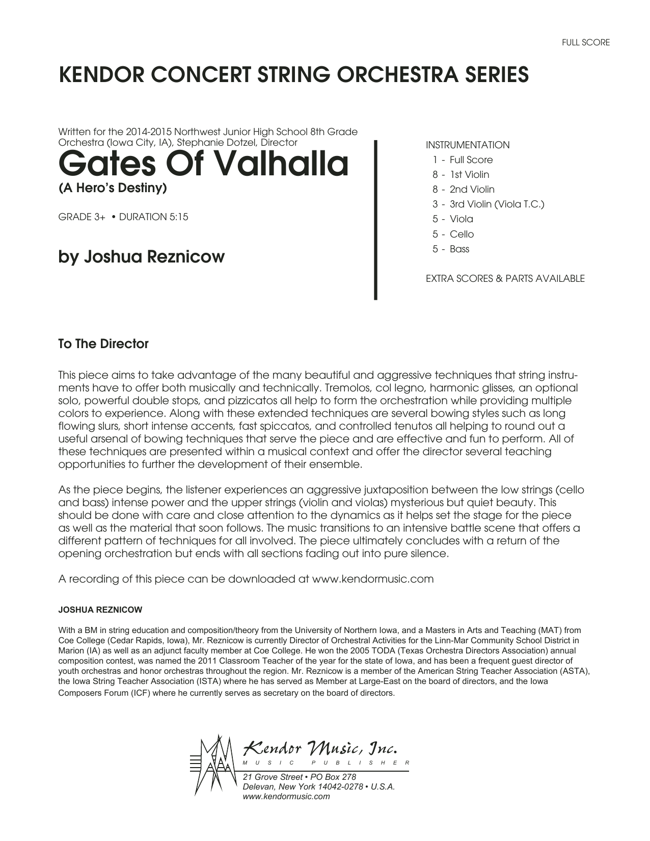 Download Joshua Reznicow Gates Of Valhalla (A Hero's Destiny) - Sheet Music