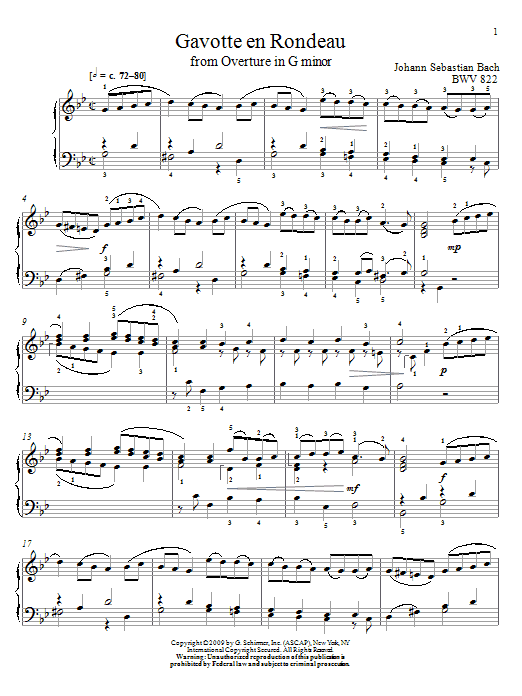 Download Johann Sebastian Bach Gavotte en Rondeau, BWV 811 Sheet Music