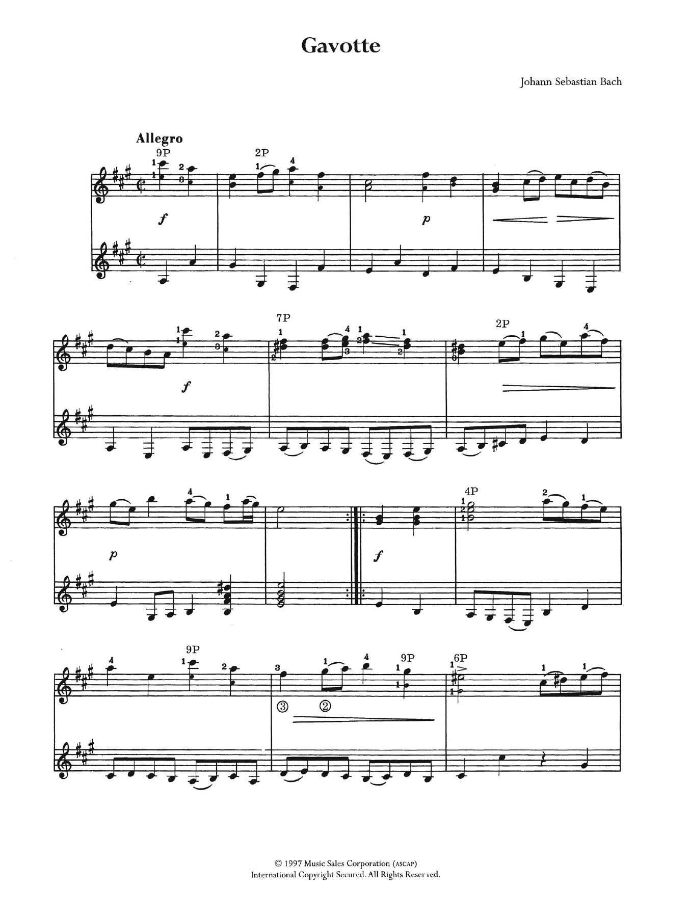 Download Johann Sebastian Bach Gavotte (from French Suite No. 5) Sheet Music