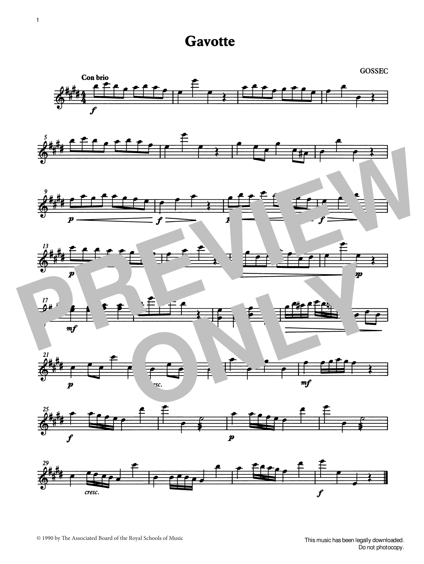 Download F. J Gossec Gavotte from Graded Music for Tuned Per Sheet Music