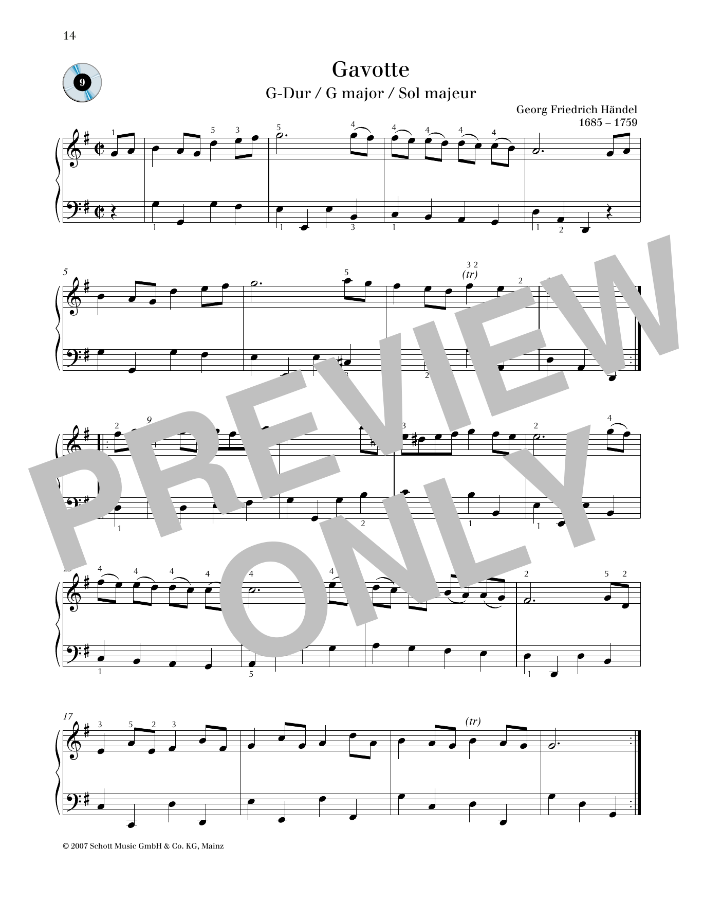 Download George Frideric Handel Gavotte G major Sheet Music