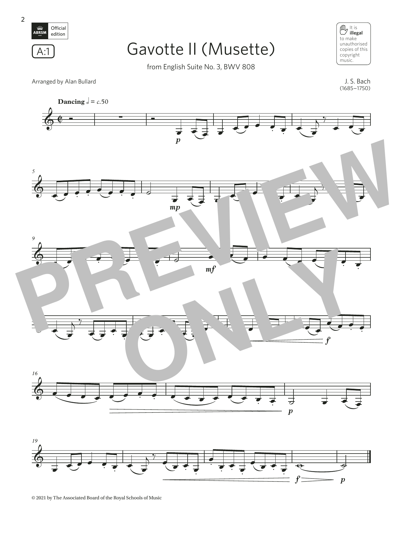Download Johann Sebastian Bach Gavotte II (from English Suite No. 3) Sheet Music