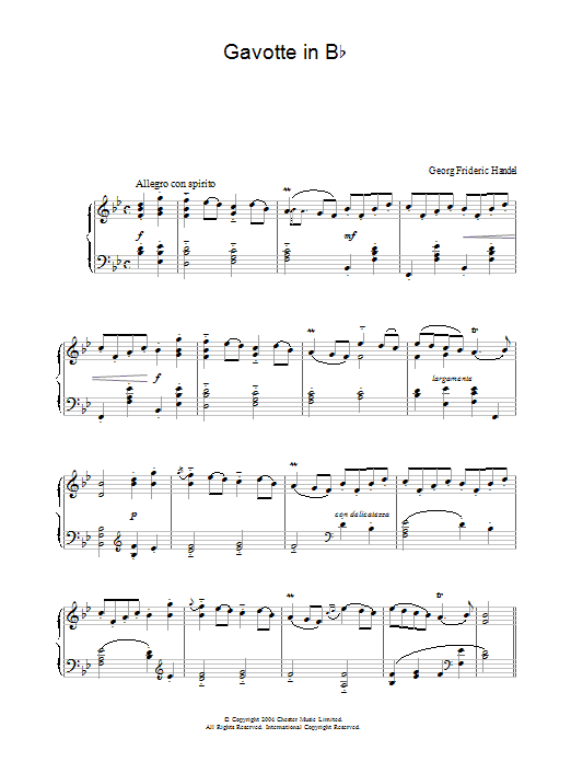 Download George Frideric Handel Gavotte in B Flat Sheet Music